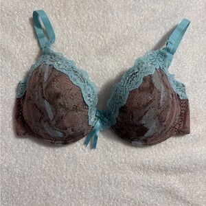 Elle Macpherson Intimates push-up bra teal snakeskin print Size 34DD